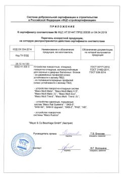 2019.04.04 Партизанск - Приложение к сертификату устройства поворотные, откидные, поворотно-откидные, взломоустойчивые. ГОСТ 30777-2012