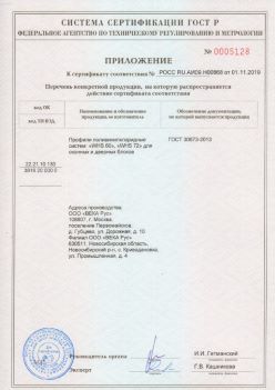 2019.11.01 Партизанск - Приложение к сертификату профили поливинилхлоридные для оконных и дверных систем ВЕКА РУС. ГОСТ 30673-2013